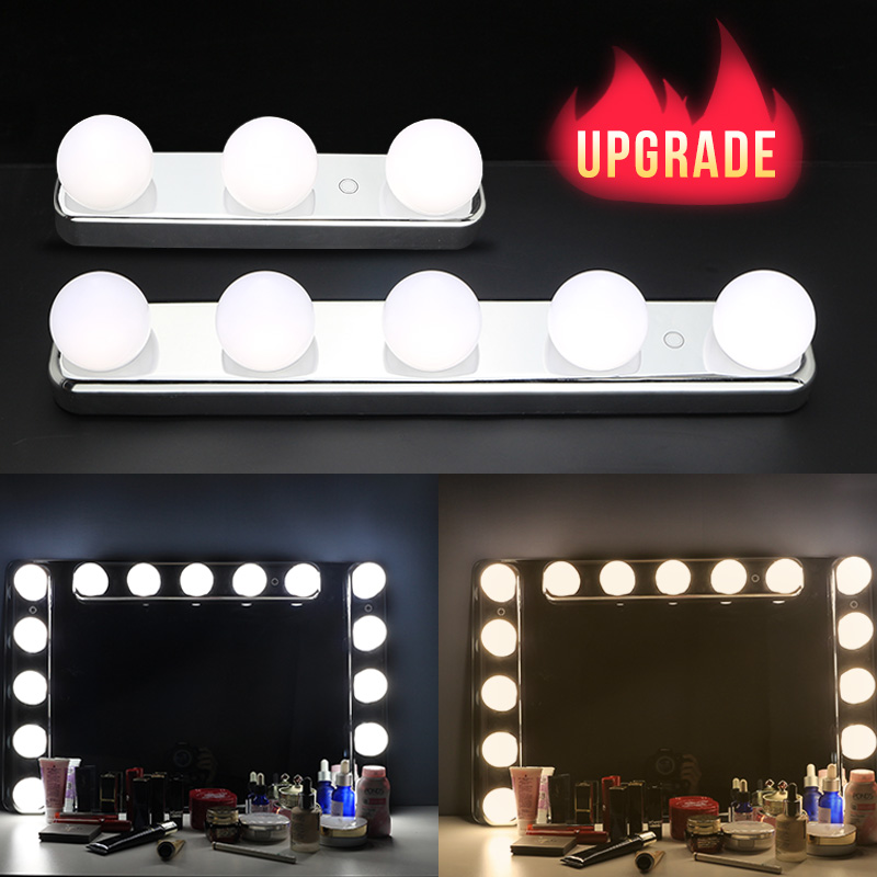 Hot Selling Hollywood-style vanity Bathroom Mirror with LED Bulb lights stick on touch control design Lens headlight