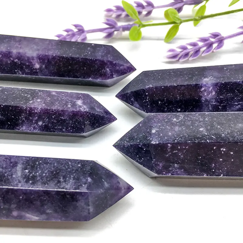 Wholesale Hot Sale Natural Lepidolite Tower Purple Crystal Points Heading Crystal Wands For Home Decoration