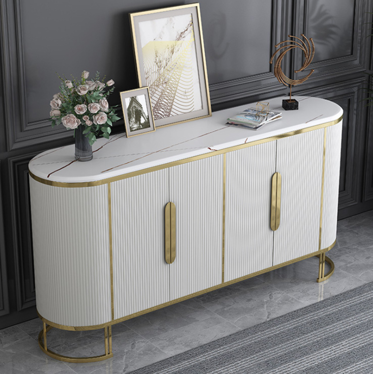 New product french style storage TV cabinet marble top wooden living room console table
