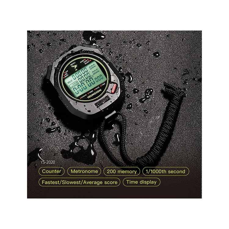 LCD Digital Chronograph Metronome Water-resistant Electronic Sports Stopwatch