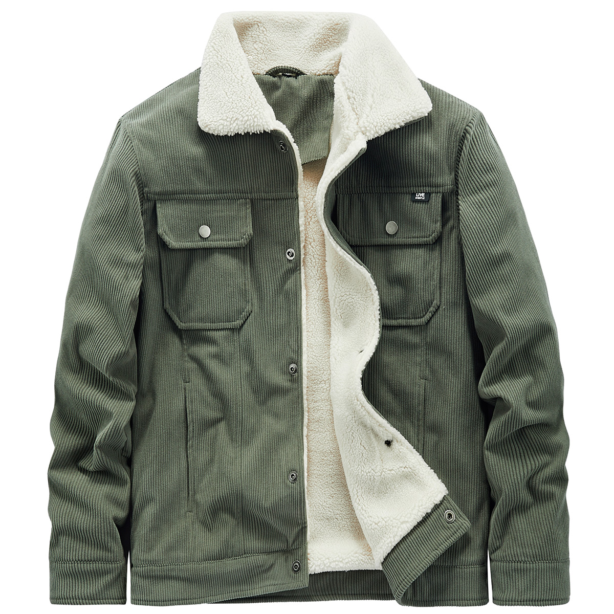 2021 Hot Sale Men's High Quality Retro Casual Lapel Double Layer Jacket Custom Brand Quilted Thick Corduroy Men's Jacket