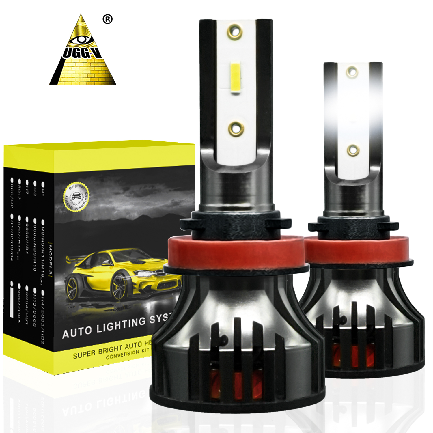 UGGV UG5S Car Headlight Bulb LED h7 h4 h8 9006 h13 9004 9004 9007 h11 With 80w 9000lm 50000 Hours