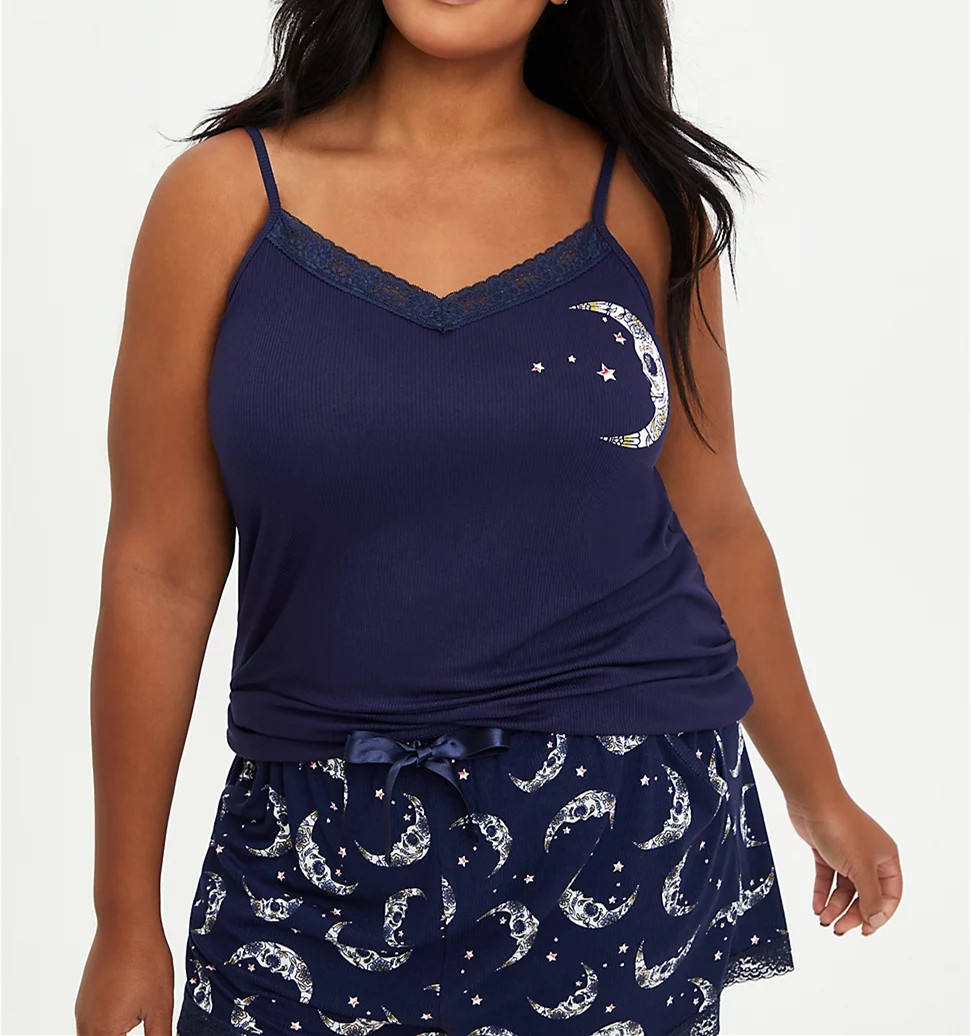 OEM ODM Women Seamless Sleep Super Soft Moon Blue Print Camisole Cami Tank Tops