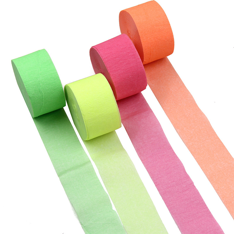 Fluorescent Color Ribbon Crepe Paper For Party Decoration Glow Streamer Decoracion Fiestas