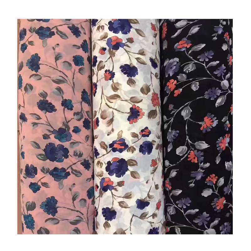 shaoxing stocklot chiffon dress fabric chiffon stock fabric print chiffon fabric