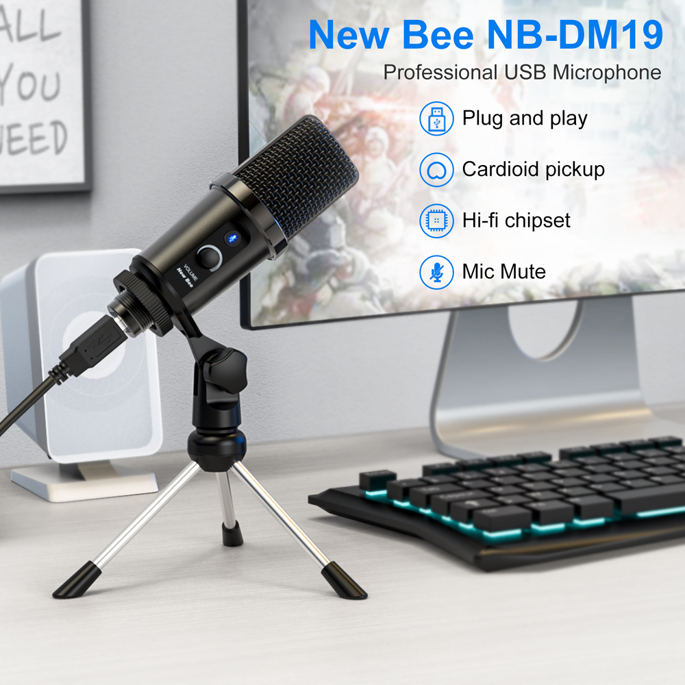 Новый студийный ПК-микрофон Bee, Подкаст, запись, игровой unf настольный микрофон, usb конденсаторный микрофон