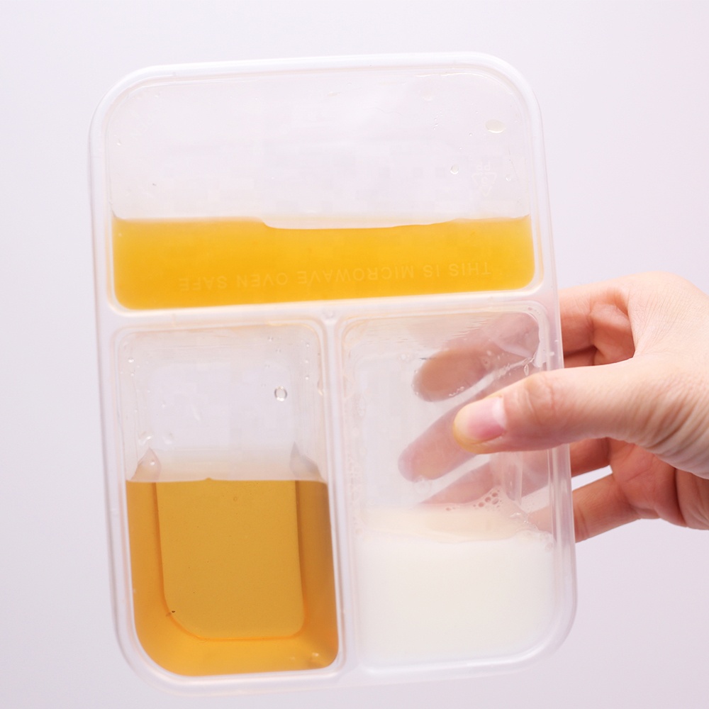 PP microwavable 3 отсека контейнер для еды одноразовый пластиковый вынос bento коробка для еды фаст-фуд