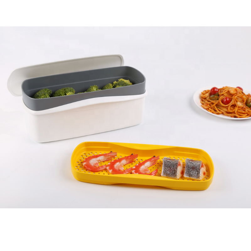 Hot sale reasonable prices heat resistant material microwavable plastic pasta cooker box food steamer with strainer