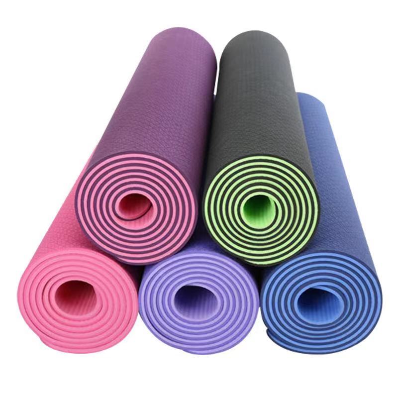 Custom Printed 6mm Thick TPE Yoga Mat with Carrying Strap For Excerse,Fitness and Yoga