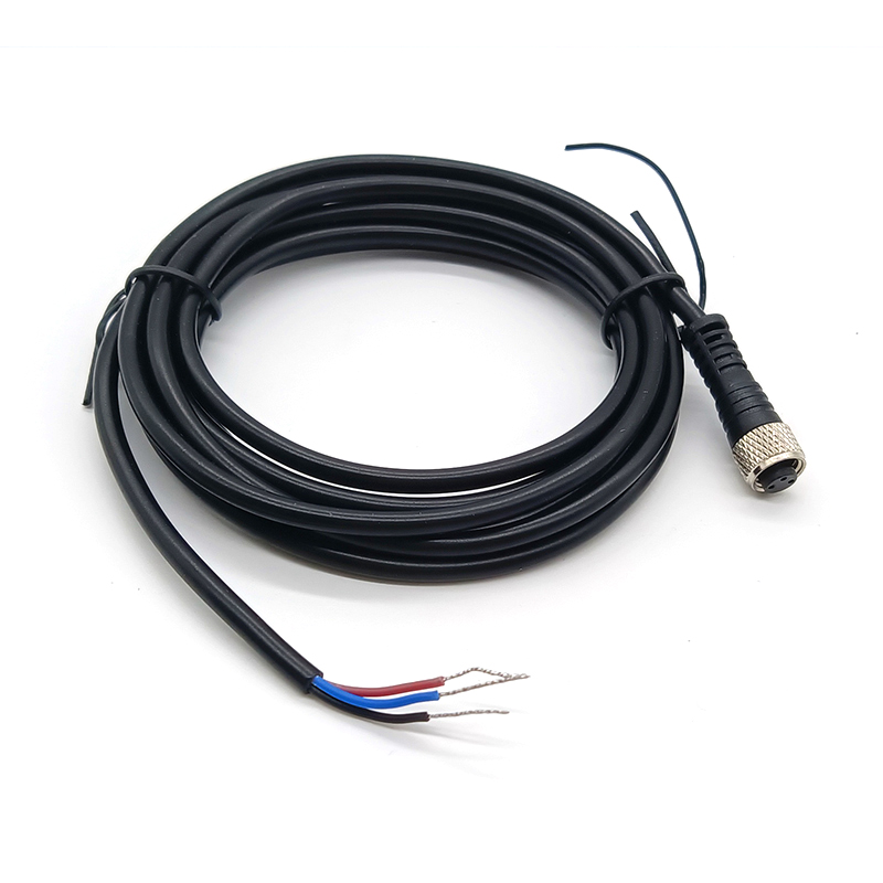 Factory Direct Supplier Black Female 3pin 2m M8 straight conenector Cable