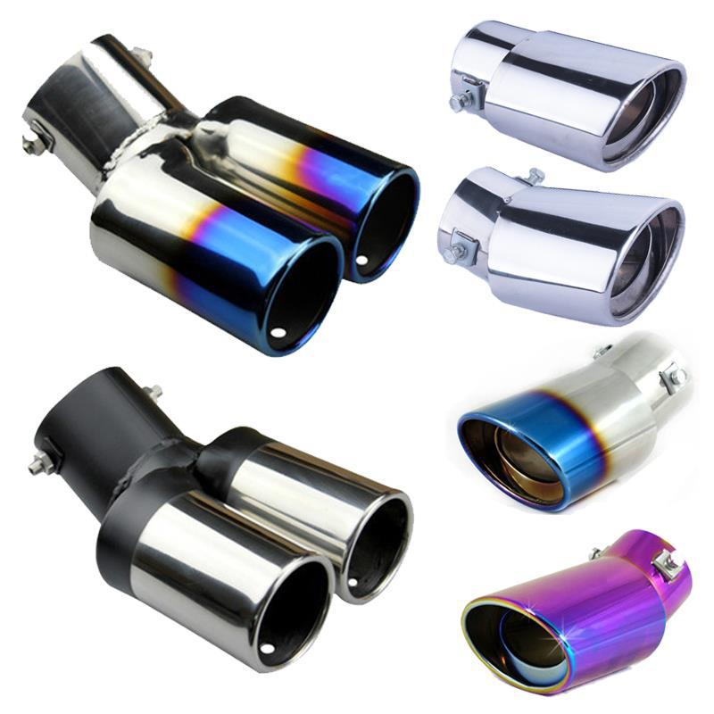 Car Auto Automobile Curved Exhaust Muffler Tip Stainless Steel Pipe Chrome Trim Rear Tail Throat