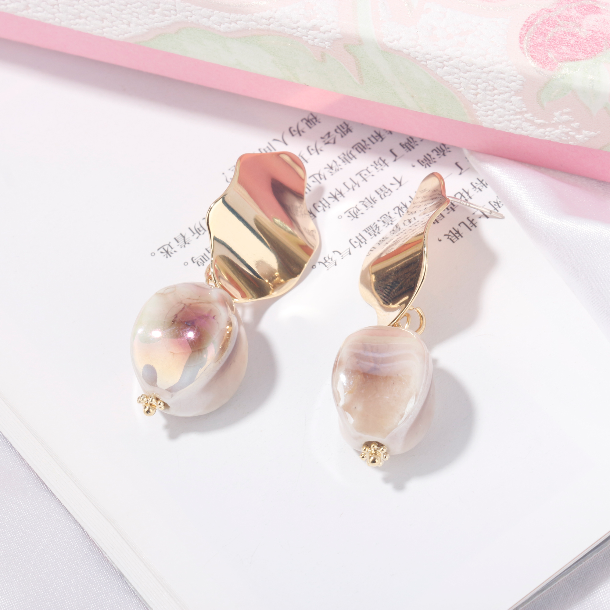CTWSWU Elegant Cherry Blossom Amber Pendant Dangle Stud Earrings 925 Silver Jewelry Gold Plated Hoop Earrings Women For Gifts