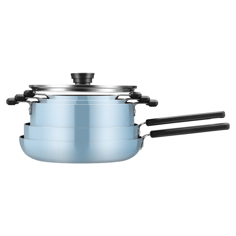Stackable Colorful Wholesale Cook Pot Frying Wok Pan Kitchen Non Stick Cookware Set Cooking Pot