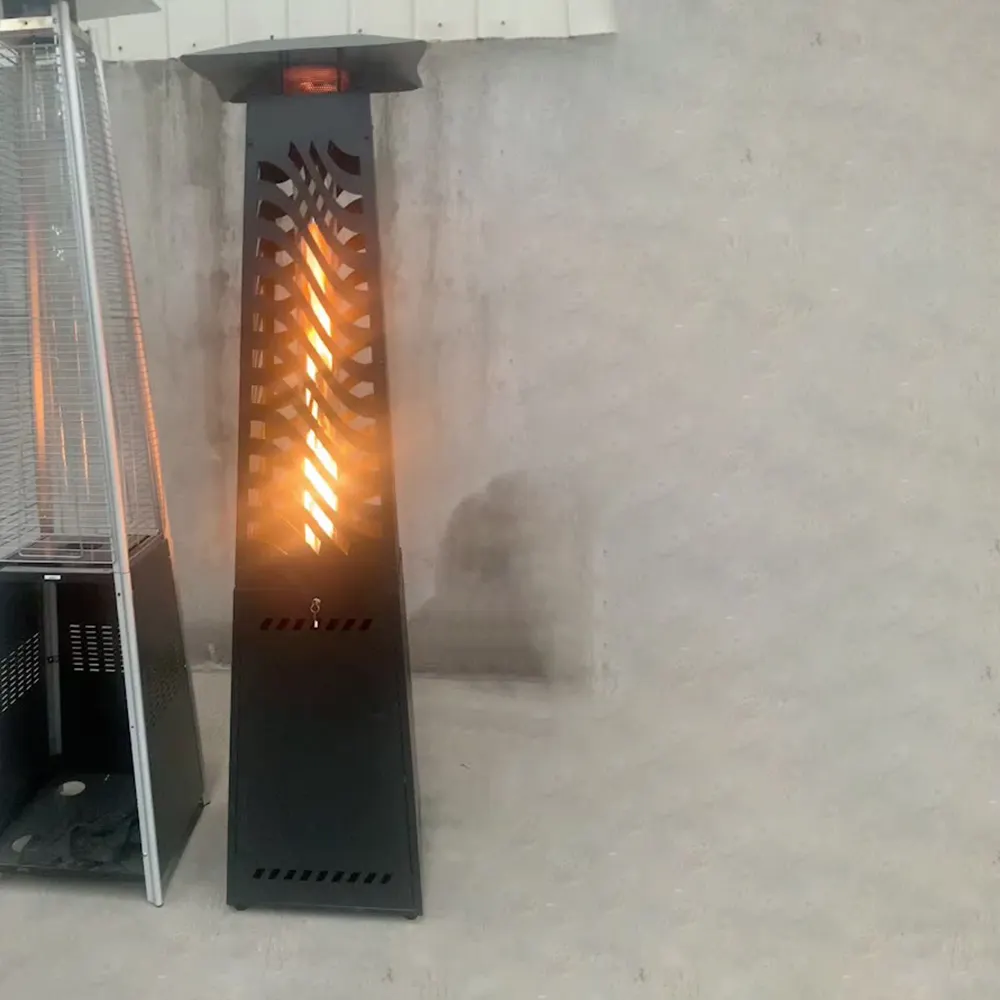 KEYO Manufacturer 14Kwh Electric Fan Operated Black German Outdoor Wood Pellet Burning Patio Heater