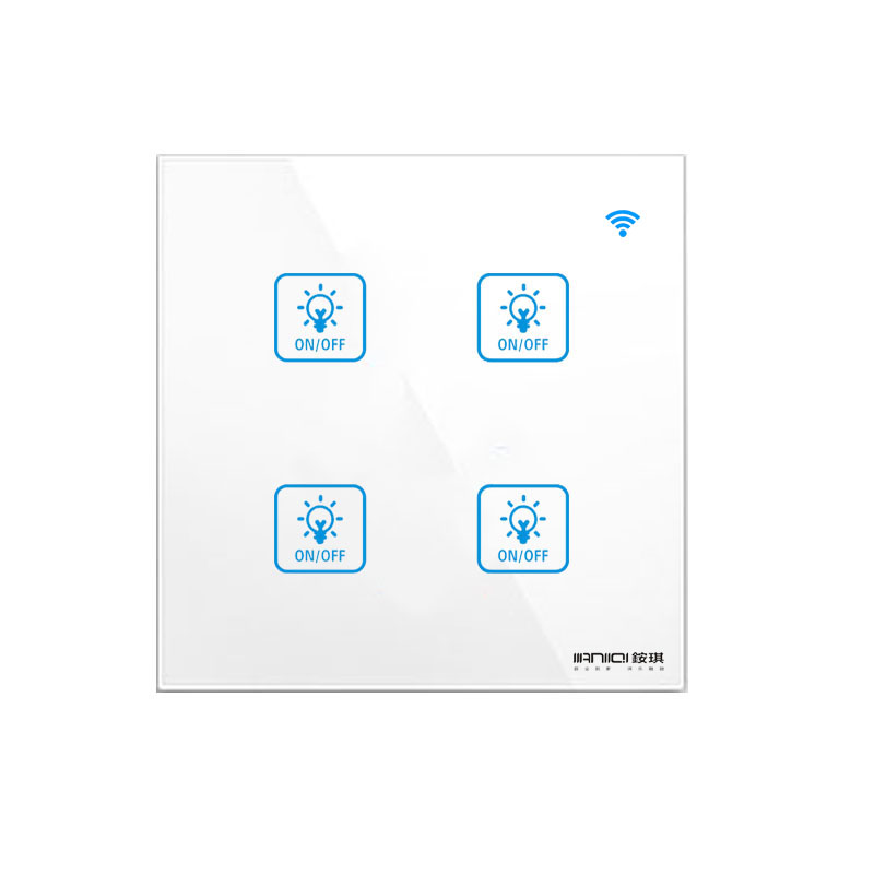 Products 2020 Tuya Smart Wifi Alexa Voice Control Four Gang Touch Screen Wall Light scene power Touch sockets and Switch