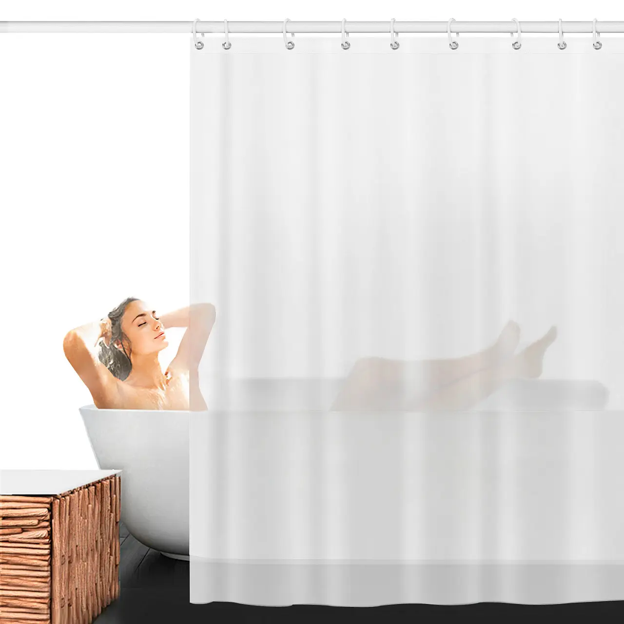 Custom printed PEVA shower curtain,high quality clear shower curtain with hooks and magnet