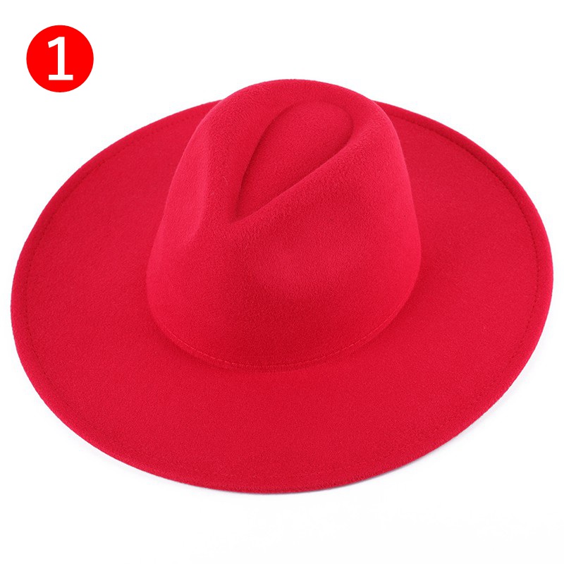 Favourite Simple British Style Super Big Brim Panama Hats Brim Fedora Hat Men Women Imitation Woolen Felt Hats