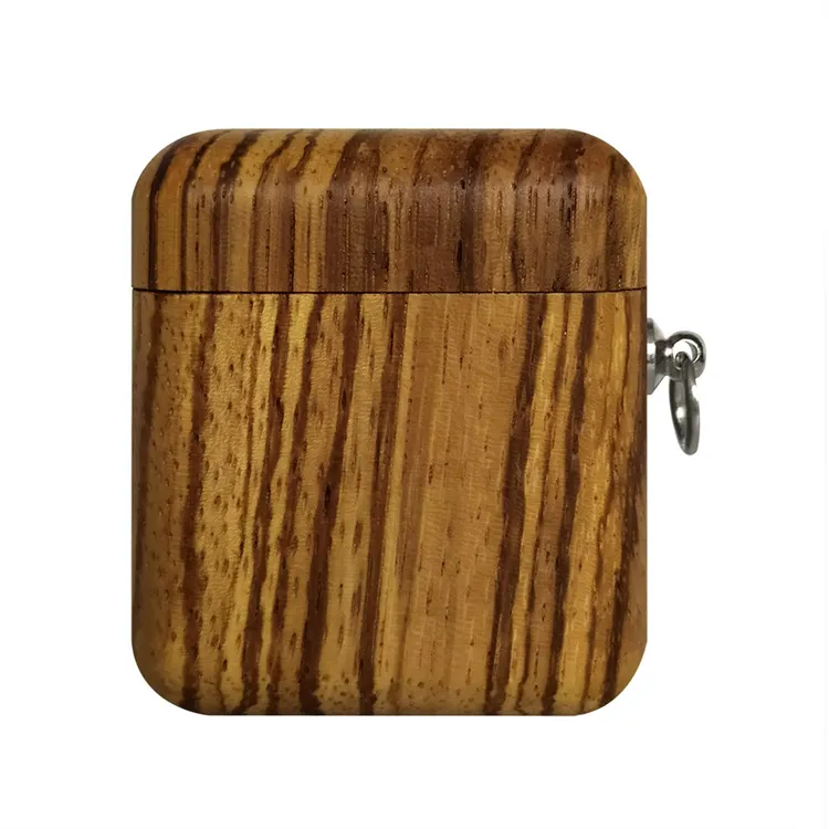 Maple Wood Protective Cover For AirPods Headset Case Cover With Hook