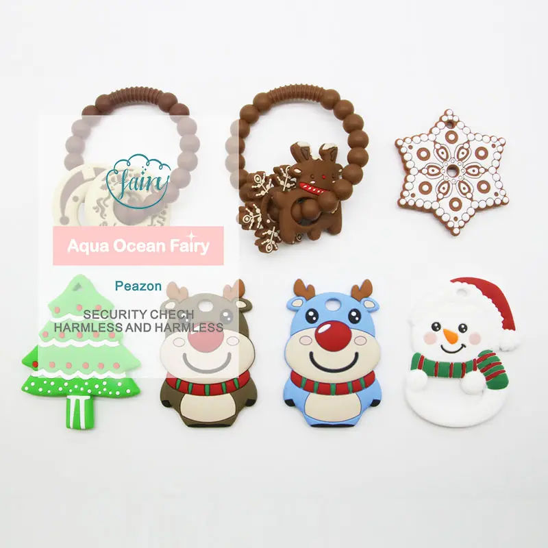New Design Personalized Baby Christmas Soother Teether Silicone Chew Toys For Kids