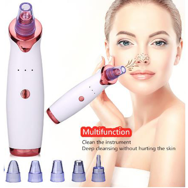 Pore Cleaner Electric blackhead vacuum Extractor Facial Skin Blackhead Remover Vacuum with 5 Different Sucker Heads