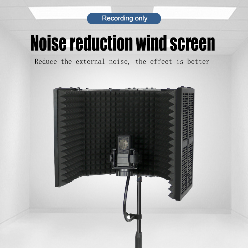 5 panel wind shield microphone sound insulation cover muffler noise reduction