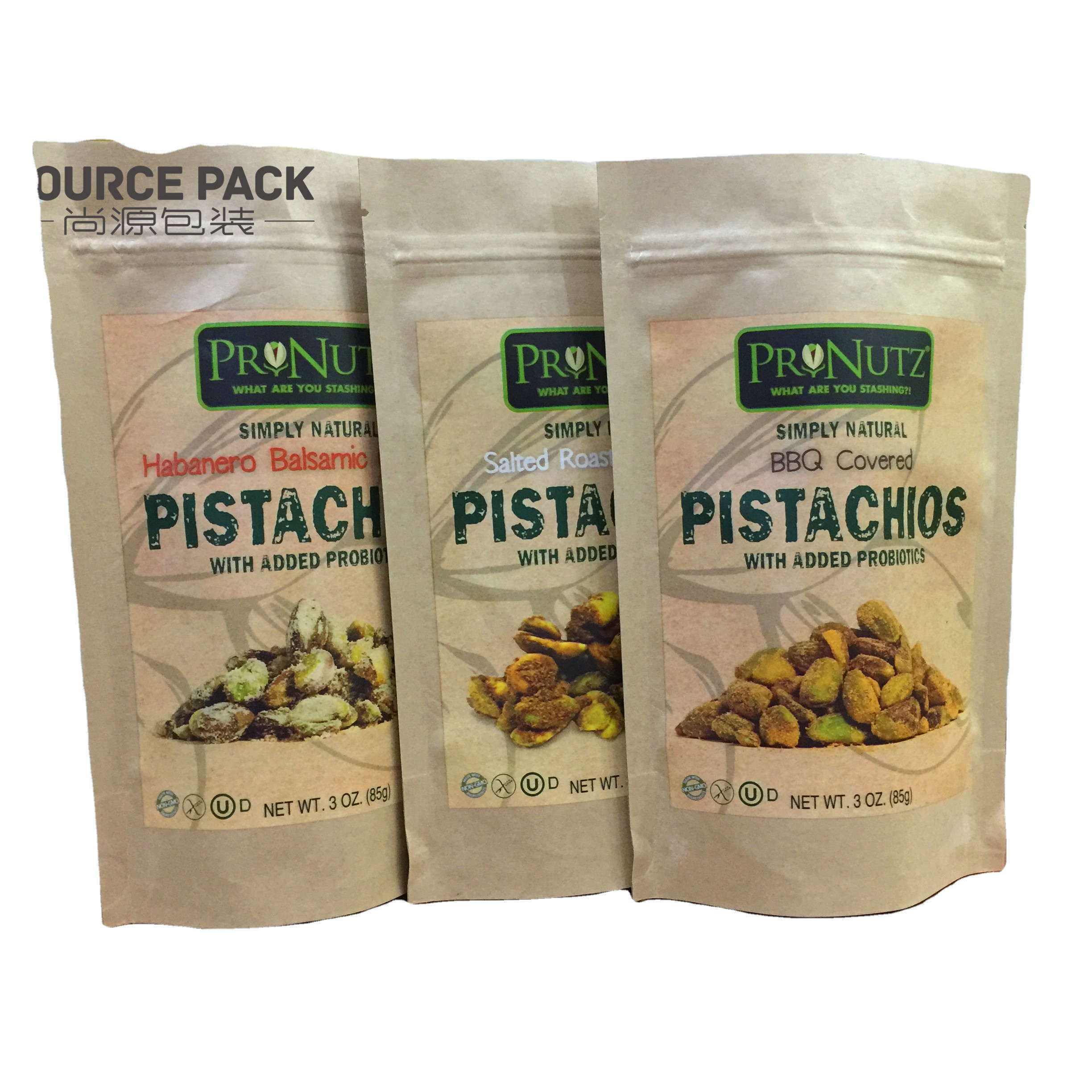 Compostables Resealable Biodegradable Kraft Paper Bag Custom Printed
