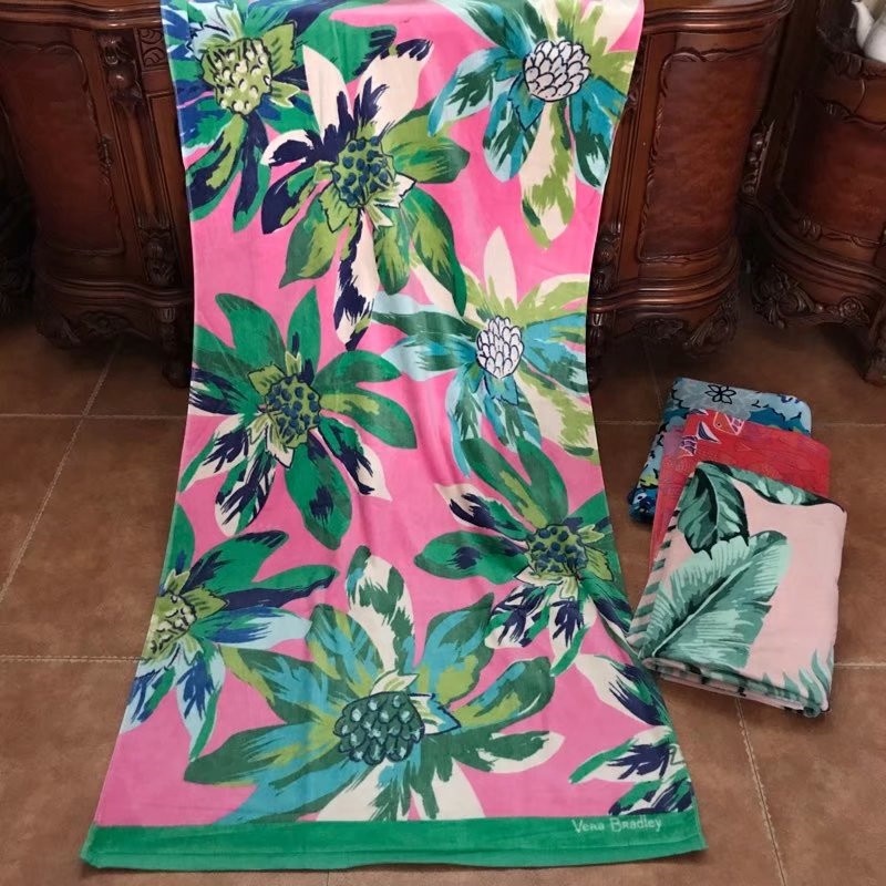 High quality printed pure cotton velour beach bath towel for adult