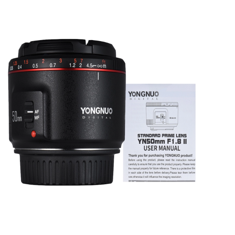 Объектив YONGNUO yn50 мм F1.8 II, стандартный основной объектив с автофокусом 0,35, ближайший объектив с фокусным расстоянием для Canon EOS 70D 5D2 5D3 600D