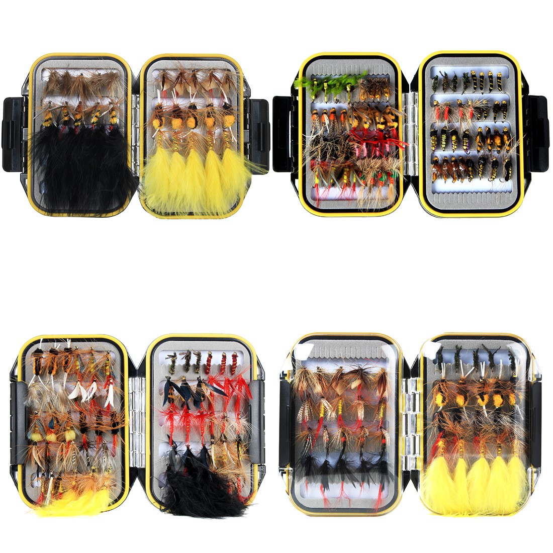 Top Right Fy003-6 30/40/60/64pcs Fishing Flies Kit Trout Grayling Flies With Waterproof Fly Box