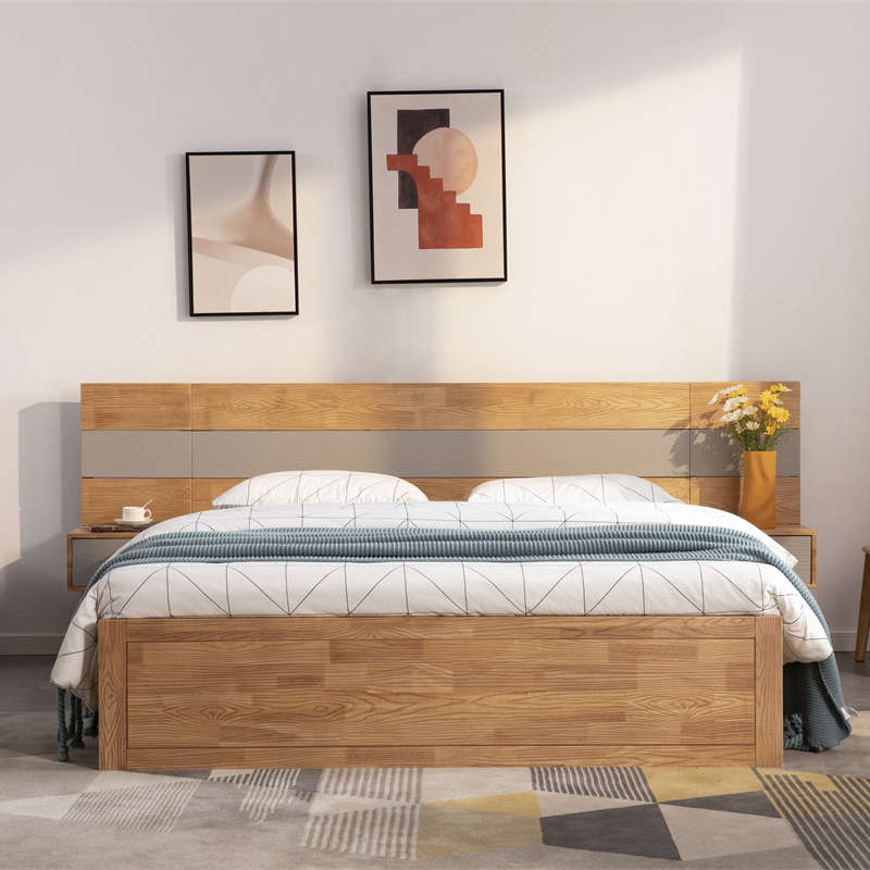 Customized Modern Bedroom Sets Wood queen bed frame 1.8 m double Twin beds