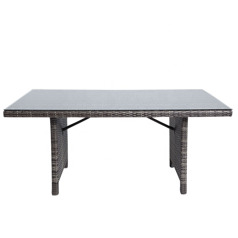 Exterior Wicker Furniture Glass Half High Outdoor Table For Dining