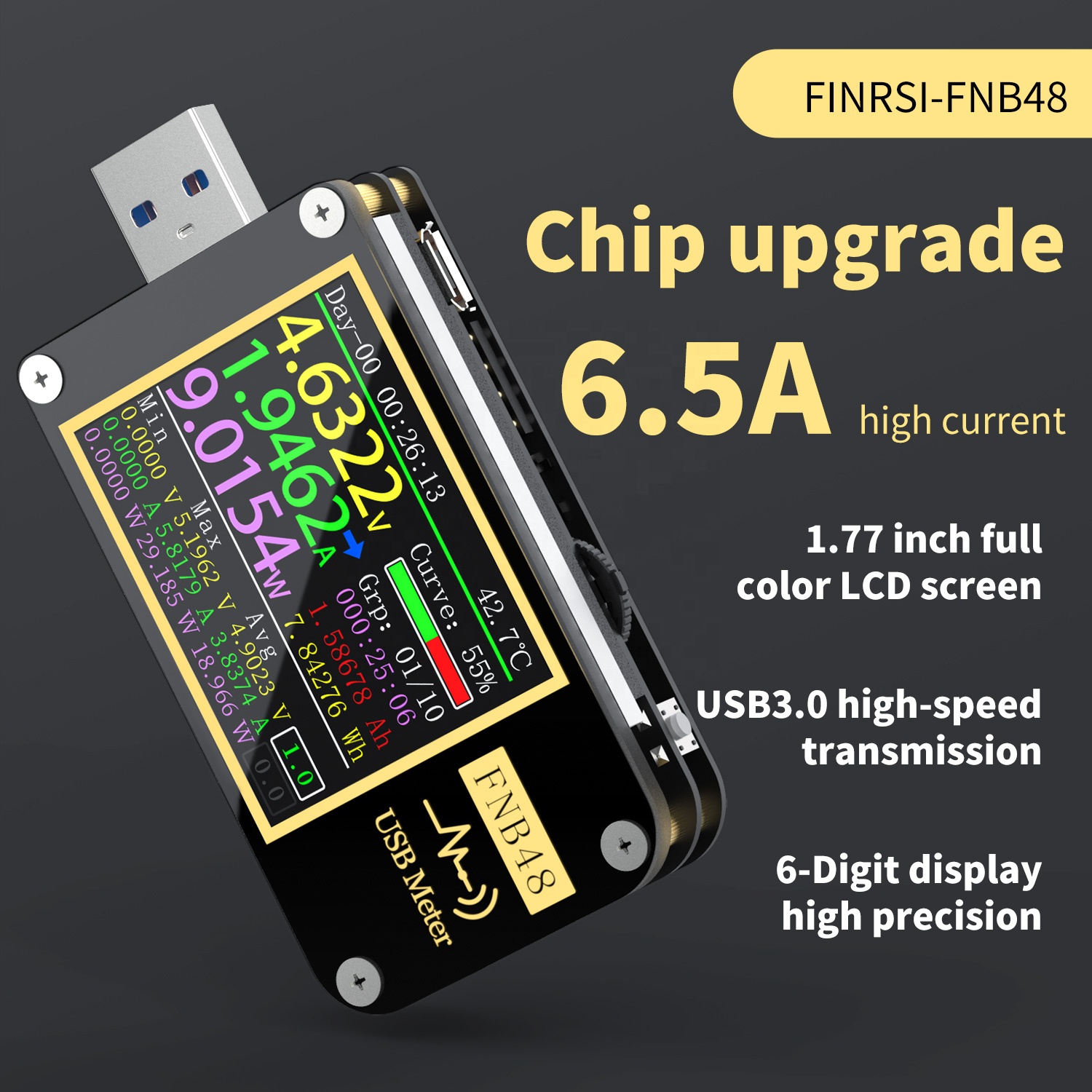 FNB48 PD триггер Вольтметр Амперметр ток и вольтметр USB тестер QC4 + PD3.0 2,0 PPS протокол быстрой зарядки тестер емкости