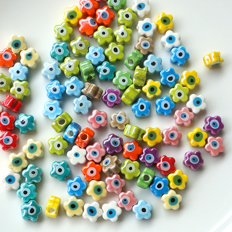 Colored hand-painted ceramic beaded materials DIY handmade jewelry cute beads