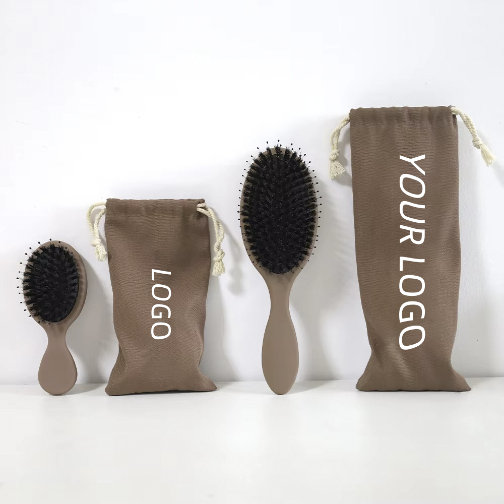 Compact Small Hair Extensions Brush Mini hair Detangle Brush With Cotton Bag Case Packaging Bulk Blank Boar Bristle Hairbrush