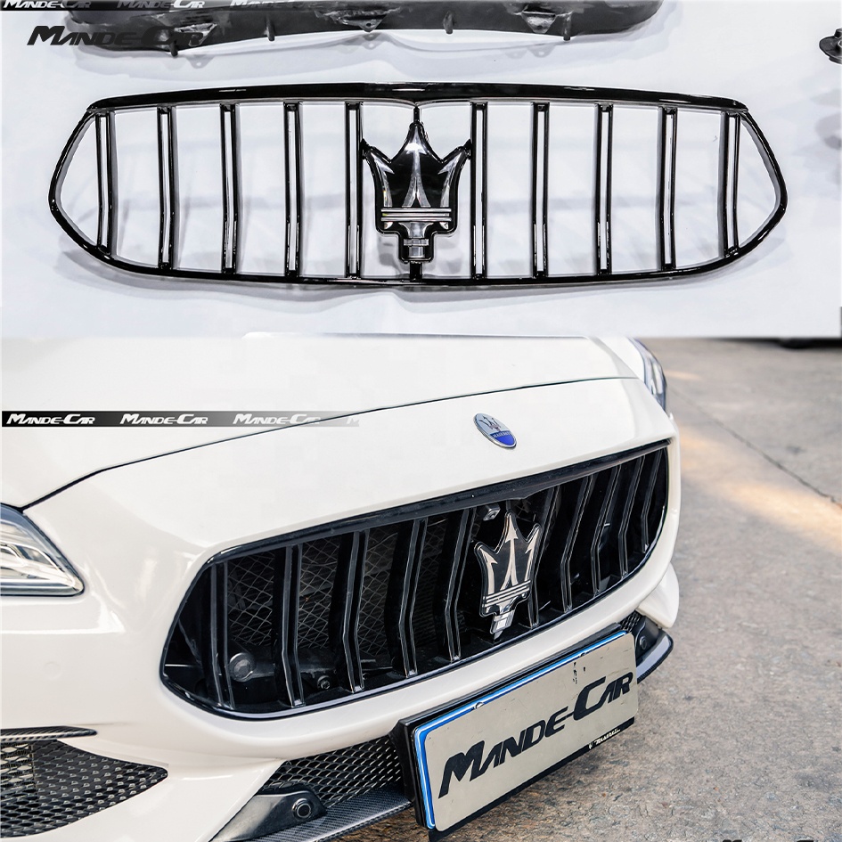Решетка переднего бампера GTS Style с бейджем для Maserati Quattroporte 2017-2021, комплект автомобильных бамперов, аксессуары для кузова автомобиля