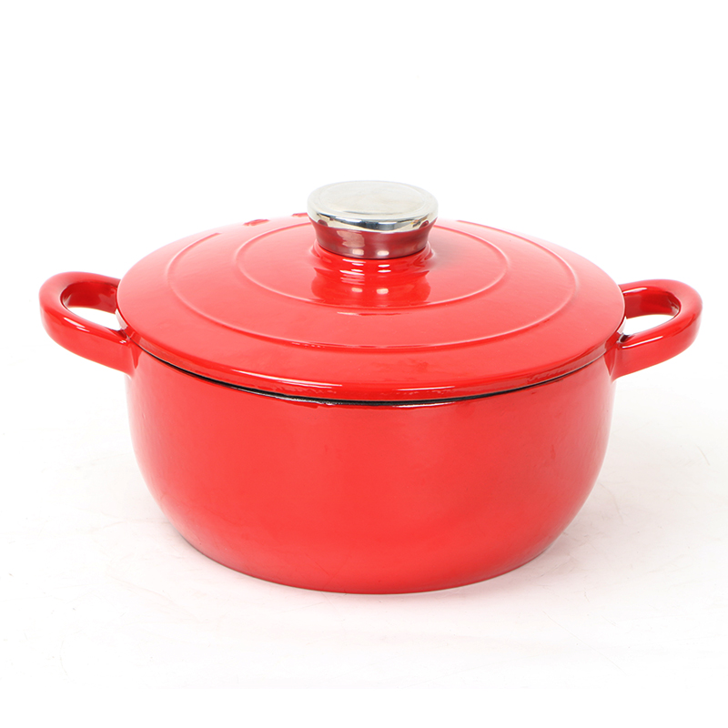 24cm Cast Iron Cookware Set Enamelled Dutch Oven with Induction Bottom Stocked Cooking Pot for Gas Induction Stove Soup Usage