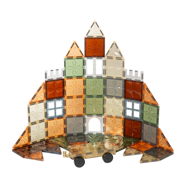 108pcs Durable Plastic Earth Color Magnetic 3D Building Block Tiles Sensory Sensing Jigsaw Puzzles DIY Toys for Boys and Girls
