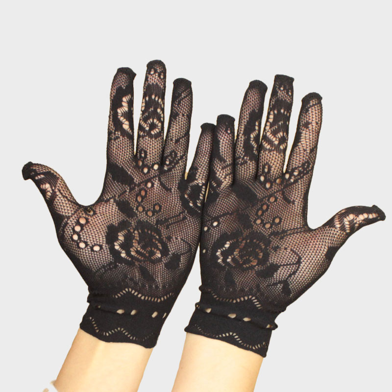 High Quality Short Fishnet Floral Rose Gloves Fish Net Fancy Party jacquard Dance Club Nylon+Spandex Mesh Short mitten