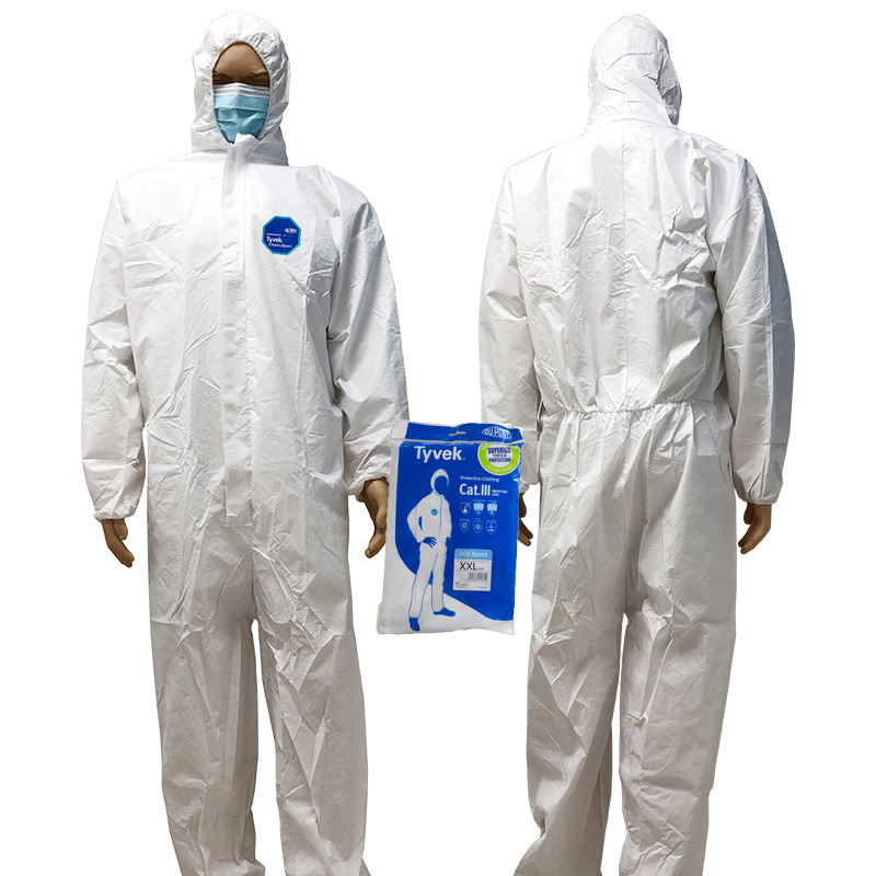 CE Standard Cheap Dupont Fabric Hazmat Suit SMS PPE Microporous Painter Protective Jumpsuit Anti-static Disposable Coveralls