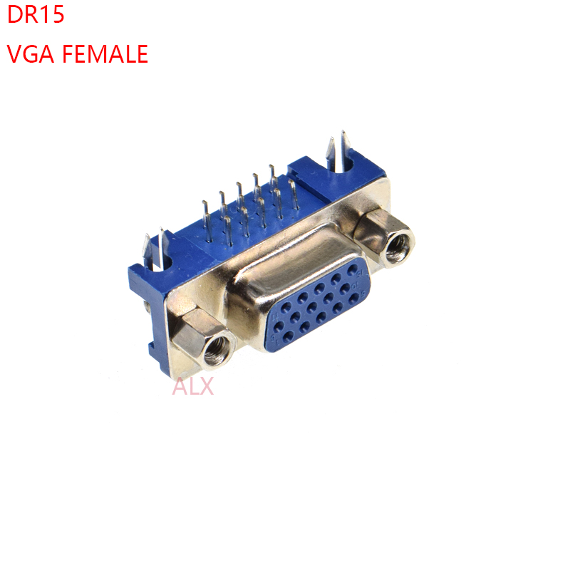 DB15 DR15 FEMALE PCB Mount CONNECTOR RIGHT ANGLE D-Sub 3Rows Blue Parallel Port CONNECTORS 15pin 15 pin VGA socket Adapter