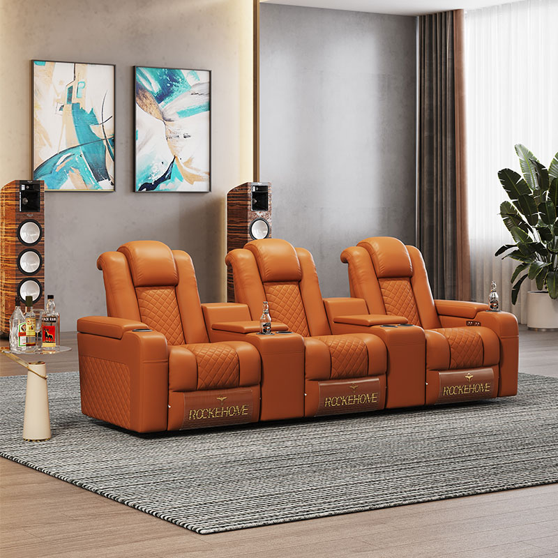 Luxury Leather Electric Reclining Cinema Seat Sofa YS-C58 LED Lover Furniture Version Plastic Tray Material Origin Type