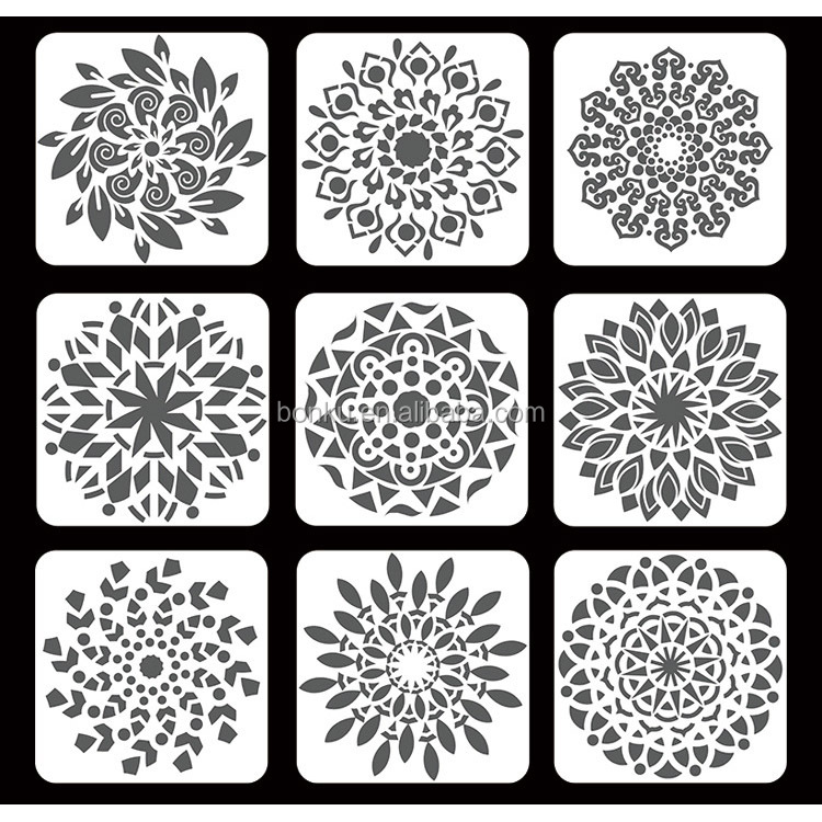 12 X 12 inch tile stencil perfect for patios and concrete,tile and wallpaper
