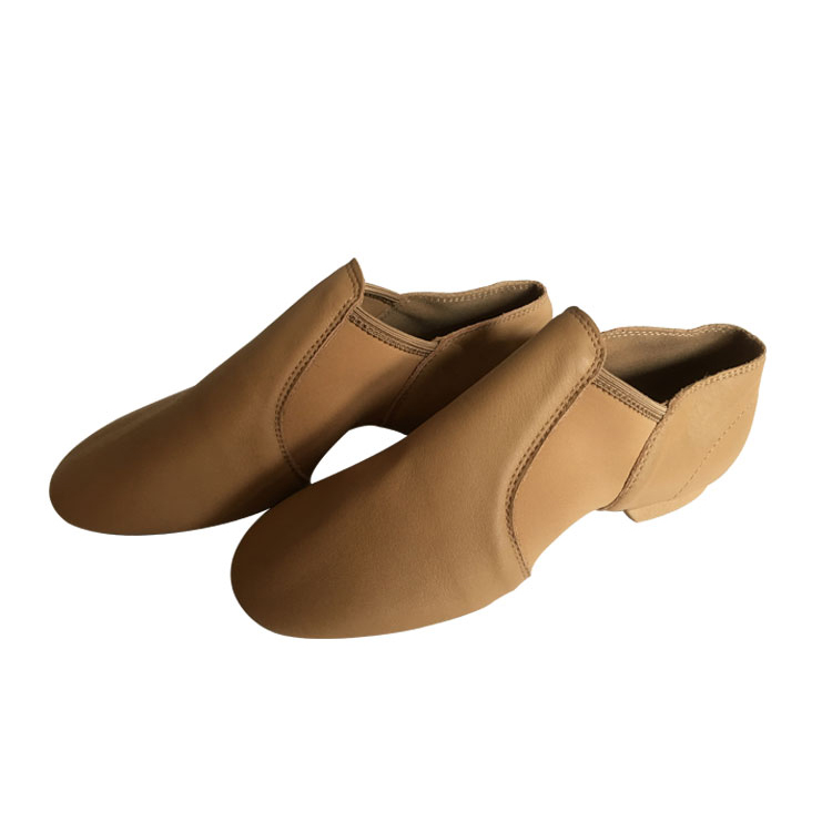 In-stock ready to ship custom wholesale tan skin colour cowhide leather jazz dance shoes B41201-11