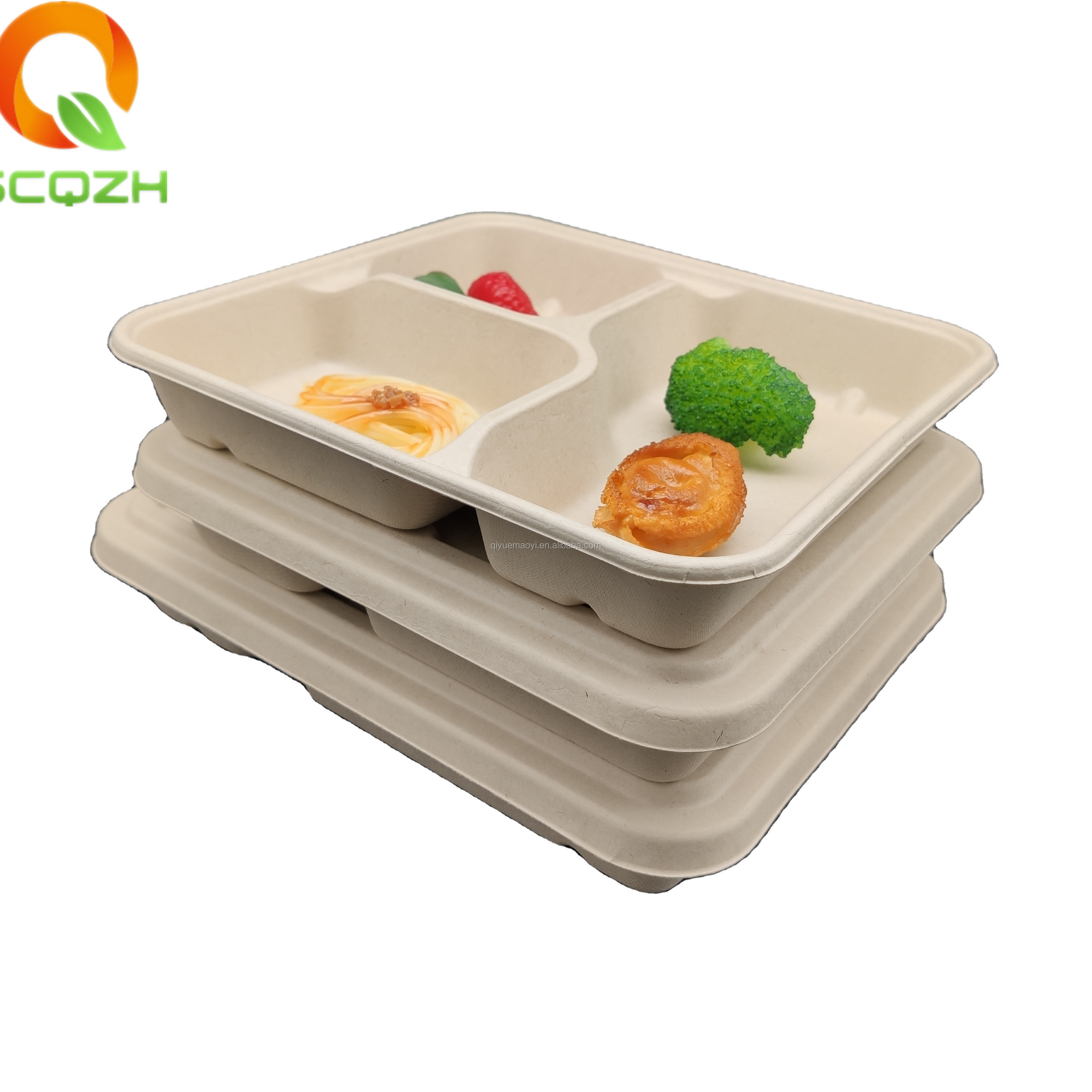 Эко товары одноразовых пищевых упаковка 3 сетки bento коробки с крышками Одноразовые Коробки для еды фаст-фудов пакет