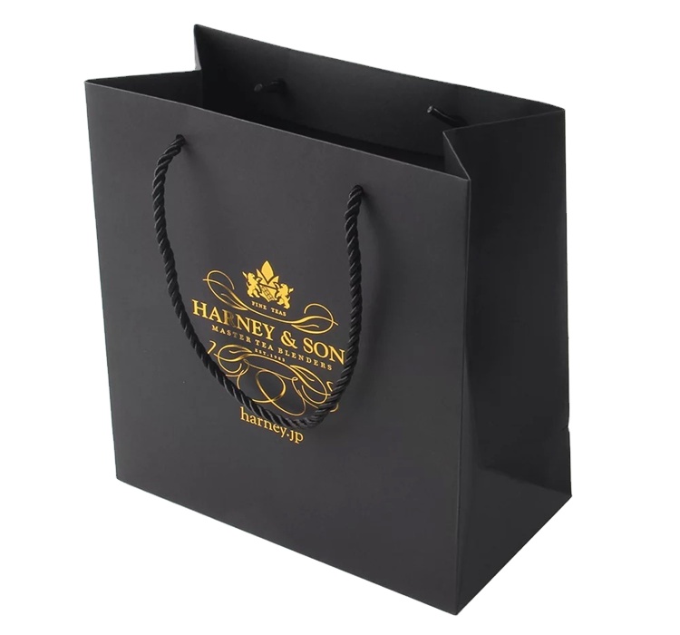 custom shopping bags logo printed packaging bags for clothing black paper bags
