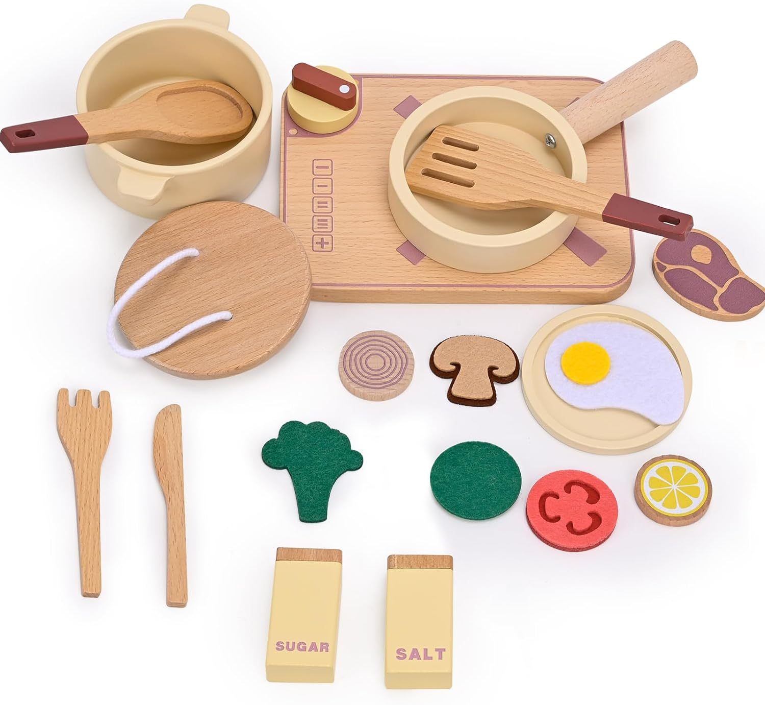 Wooden Play Food Toys Toddlers Food Pretend Play set Wooden Toys Kitchen Accessories Early Education Toys