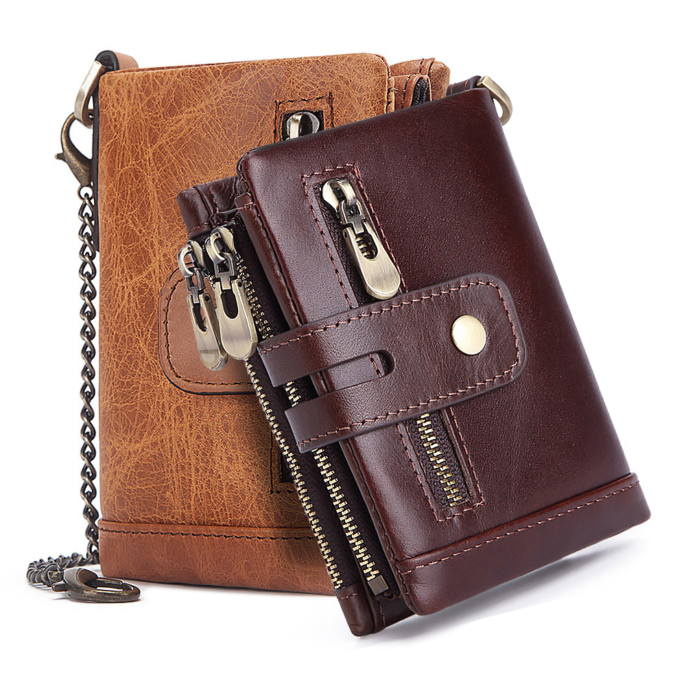 BESLLY RFID Genuine Cowhide Leather Luxury Purse Casual Small Mini Leather Wallets Vintage Gents Mens Slim Wallet