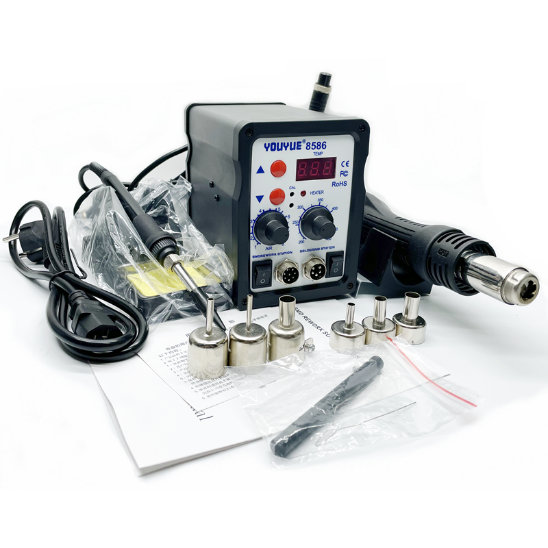 8586 2 in 1 ESD Soldering Station SMD Rework Soldering Station Hot Air Gun set kit Welding Repair tools Solder Iron 220V 110V