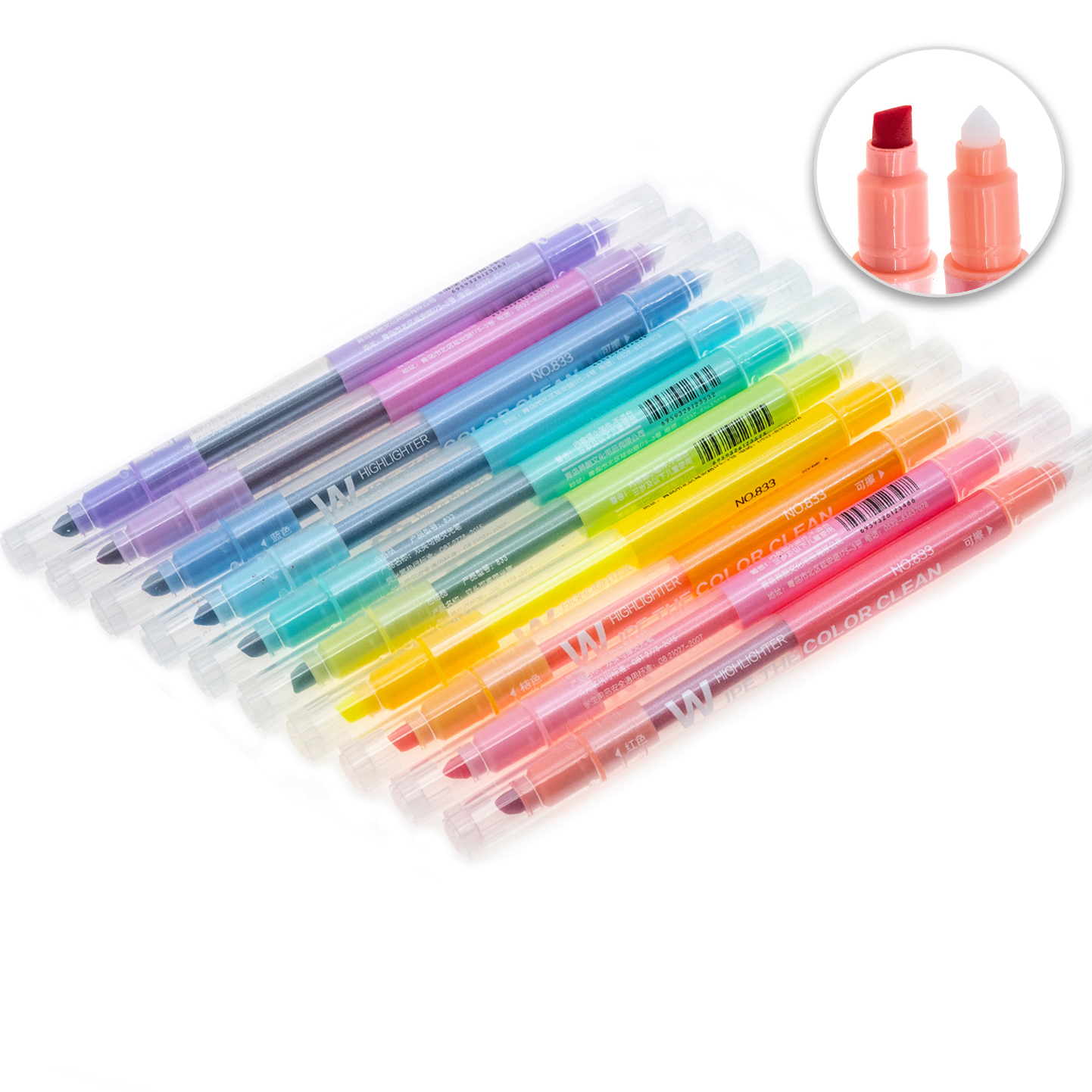 Customized Promotional Eco Friendly Smart Fancy Highlighting Gift Pen Cartoon Kid Cute Custom Logo Erasable Highlighter Pen Set