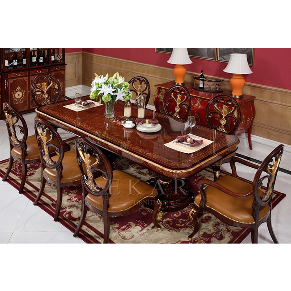 luxury style royal dining table wooden for dining room